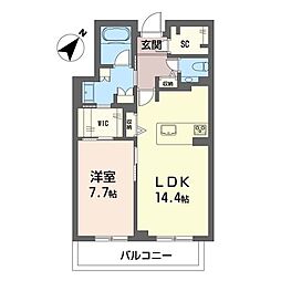 WithPlus浦和美園WestD棟 1LDKの間取図画像