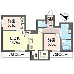 ジョイアスガード浦和美園 2階2LDKの間取り