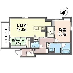 withplus浦和美園WestB棟 2LDKの間取図画像