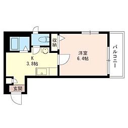 ロイヤルパレス東四ツ木 2階1Kの間取り
