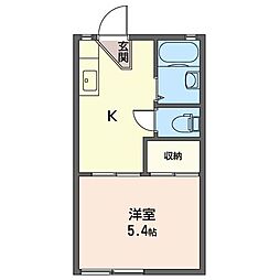 コーポラス・ストーク 2階1Kの間取り