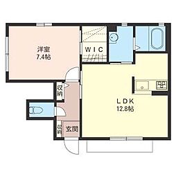 ソレイユB 1LDKの間取図画像
