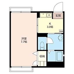 ゼルコバ 1Kの間取図画像