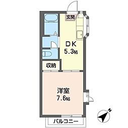 カームハイツ 1DKの間取図画像