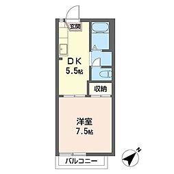 カームハイツ 1DKの間取図画像