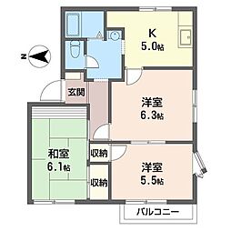 フレグランスU 3Kの間取図画像