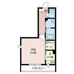 ルミエール山王 1Kの間取図画像