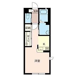 メゾンドール　参 1階ワンルームの間取り