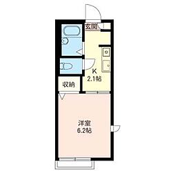 クリーンオオシカ 1Kの間取図画像
