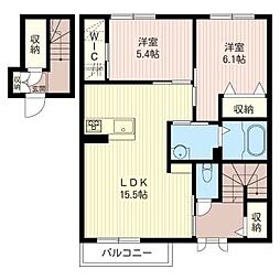 グラヴェールB 2LDKの間取図画像