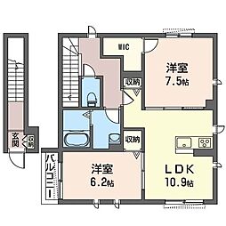 エトワールM 2LDKの間取図画像