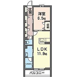エクラージュ 1LDKの間取図画像