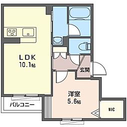 城山ハイツC 1LDKの間取図画像