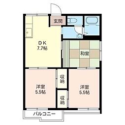 サンドミール 3DKの間取図画像
