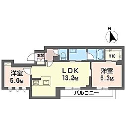ルチェ 2LDKの間取図画像