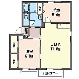 サンモールヨシダ 2LDKの間取図画像