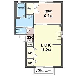 メゾンシャルム 1LDKの間取図画像