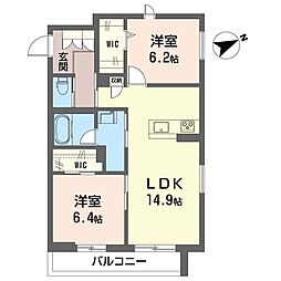 並木ハーミテイジK 2LDKの間取図画像