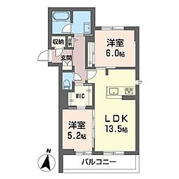 フィオリス 2LDKの間取図画像