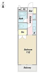 プレビオ 2階1Kの間取り