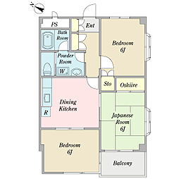 メゾン・ルーヴル 0406 4階3DKの間取り