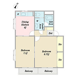 プルミエ 2DKの間取図画像