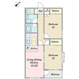 フローラルヴィレッジ 2LDKの間取図画像