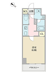 エストフォート千葉中央 9階1Kの間取り