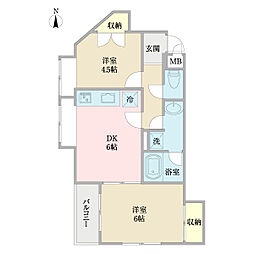 エクセレントヴィラ 2DKの間取図画像