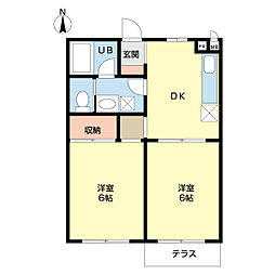 コーポコスモ2 2DKの間取図画像