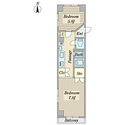 高崎朝日第二ハイツ 2Kの間取図画像