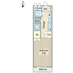 高崎朝日第二ハイツ 1Kの間取図画像