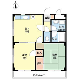 シャルマンフルール 2DKの間取図画像