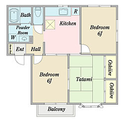 シティパルB 3DKの間取図画像