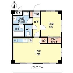 プランドール・Y 1LDKの間取図画像