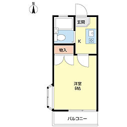 アルファーネクスト荒牧第1B棟 1Kの間取図画像