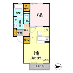 アレグリア 1階1LDKの間取り