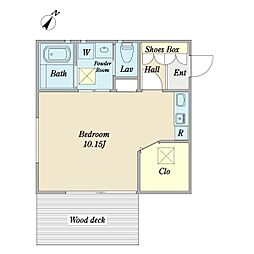 鶴ケ舞ビレッジ ワンルームの間取図画像