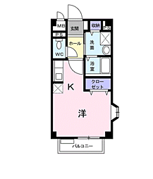 カーサトーレ 1Kの間取図画像