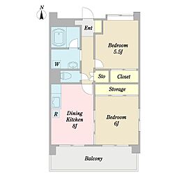 グランデふじみ野 2DKの間取図画像