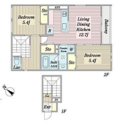 シャルミエール 2LDKの間取図画像