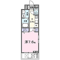 ヒカルサ坂戸 1Kの間取図画像