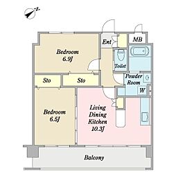 グランドアルパイン 2LDKの間取図画像