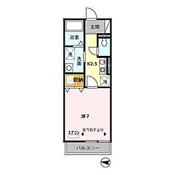 オールメゾンふじみ野 1Kの間取図画像