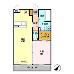 グランメールM 1LDKの間取図画像