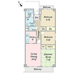 テレパレス稲毛 3LDKの間取図画像