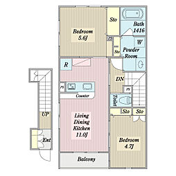 セリーナ 2LDKの間取図画像