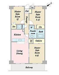 レジデンスダンコリーヌ 3LDKの間取図画像