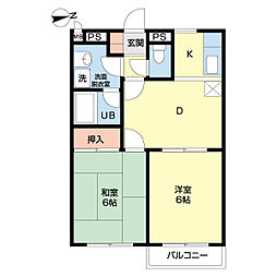 プランタン弐番館 2DKの間取図画像
