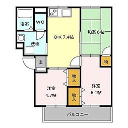 ファーストターフ鎌取C 2LDKの間取図画像